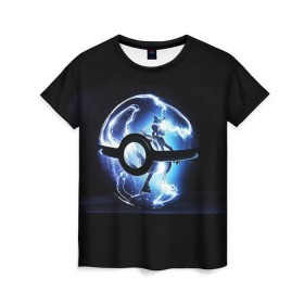 Женская футболка 3D с принтом Покеболл в Екатеринбурге, 100% полиэфир ( синтетическое хлопкоподобное полотно) | прямой крой, круглый вырез горловины, длина до линии бедер | pokemon go