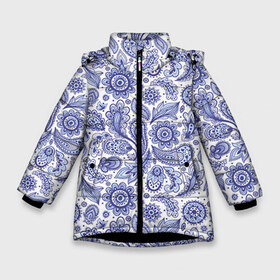 Зимняя куртка для девочек 3D с принтом Турецкий орнамент 0 в Екатеринбурге, ткань верха — 100% полиэстер; подклад — 100% полиэстер, утеплитель — 100% полиэстер. | длина ниже бедра, удлиненная спинка, воротник стойка и отстегивающийся капюшон. Есть боковые карманы с листочкой на кнопках, утяжки по низу изделия и внутренний карман на молнии. 

Предусмотрены светоотражающий принт на спинке, радужный светоотражающий элемент на пуллере молнии и на резинке для утяжки. |   | восточные | индийский узор | индия | огурец | огурцы | орнамент | роспись | турецкий | узор