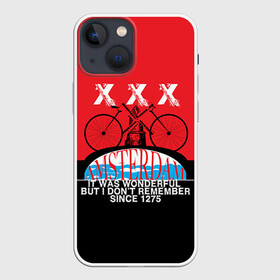 Чехол для iPhone 13 mini с принтом Amsterdam t shirt в Екатеринбурге,  |  | Тематика изображения на принте: american football | baseball | fashion | football | sport | sport league | style | team | west | американский футбол | амстер | амстердам | амстэрдам | бейсбол | голландия | запад | команды | мода | надписи | спорт | спортивные лиги | стиль