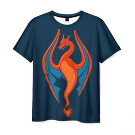 Мужская футболка 3D с принтом Fire в Екатеринбурге, 100% полиэфир | прямой крой, круглый вырез горловины, длина до линии бедер | bulbasaur | pikachu | pokemon | squirtle | бальбазар | пикачу | покемон | сквиртл