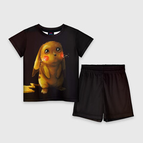 Детский костюм с шортами 3D с принтом Пика Пика в Екатеринбурге,  |  | bulbasaur | pikachu | pokemon | squirtle | бальбазар | пикачу | покемон | сквиртл