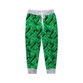 Детские брюки 3D с принтом Металл с тиснением зеленый в Екатеринбурге, 100% полиэстер | манжеты по низу, эластичный пояс регулируется шнурком, по бокам два кармана без застежек, внутренняя часть кармана из мелкой сетки | 