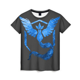 Женская футболка 3D с принтом Blue в Екатеринбурге, 100% полиэфир ( синтетическое хлопкоподобное полотно) | прямой крой, круглый вырез горловины, длина до линии бедер | bulbasaur | pikachu | pokemon | squirtle | бальбазар | пикачу | покемон | сквиртл