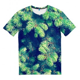Мужская футболка 3D с принтом Ёлочка в Екатеринбурге, 100% полиэфир | прямой крой, круглый вырез горловины, длина до линии бедер | елка | ель | зеленый | пихтовые | природа | свежесть | хвоя