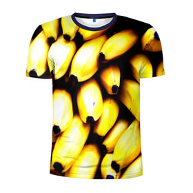 Мужская футболка 3D спортивная с принтом Бананы в Екатеринбурге, 100% полиэстер с улучшенными характеристиками | приталенный силуэт, круглая горловина, широкие плечи, сужается к линии бедра | еда | желтый | фрукты