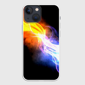 Чехол для iPhone 13 mini с принтом Brisk Fire в Екатеринбурге,  |  | дым | желтый | огонь | синий