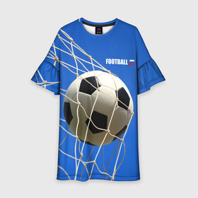 Детское платье 3D с принтом Футбол в Екатеринбурге, 100% полиэстер | прямой силуэт, чуть расширенный к низу. Круглая горловина, на рукавах — воланы | ball | flag | gate | goal | net | russia | sky | soccer | ворота | гол | мяч | небо | россия | сетка | триколор | футбол | футбольный мяч