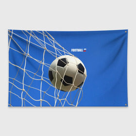 Флаг-баннер с принтом Футбол в Екатеринбурге, 100% полиэстер | размер 67 х 109 см, плотность ткани — 95 г/м2; по краям флага есть четыре люверса для крепления | ball | flag | gate | goal | net | russia | sky | soccer | ворота | гол | мяч | небо | россия | сетка | триколор | футбол | футбольный мяч