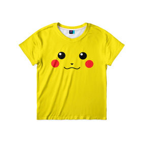 Детская футболка 3D с принтом Happy Pikachu в Екатеринбурге, 100% гипоаллергенный полиэфир | прямой крой, круглый вырез горловины, длина до линии бедер, чуть спущенное плечо, ткань немного тянется | Тематика изображения на принте: 