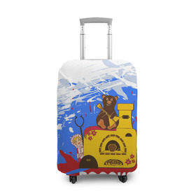Чехол для чемодана 3D с принтом Россия. Медведь. Балалайка в Екатеринбурге, 86% полиэфир, 14% спандекс | двустороннее нанесение принта, прорези для ручек и колес | матрешка | печька | россия. медведь. балалайка