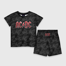 Детский костюм с шортами 3D с принтом AC DC в Екатеринбурге,  |  | ac dc | acdc | rock | ангус янг | рок
