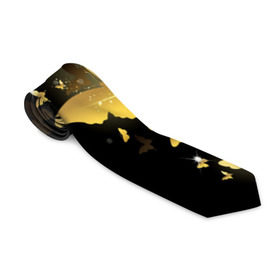 Галстук 3D с принтом Золотые бабочки в Екатеринбурге, 100% полиэстер | Длина 148 см; Плотность 150-180 г/м2 | бабочки | девушкам | злато | золото