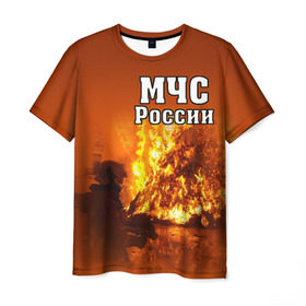 Мужская футболка 3D с принтом МЧС России в Екатеринбурге, 100% полиэфир | прямой крой, круглый вырез горловины, длина до линии бедер | мчс | пожарный | россии