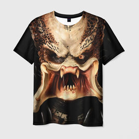 Мужская футболка 3D с принтом Хищник в Екатеринбурге, 100% полиэфир | прямой крой, круглый вырез горловины, длина до линии бедер | predator | зубы | инопланетянин