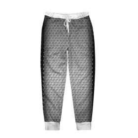 Мужские брюки 3D с принтом Кольчужка в Екатеринбурге, 100% полиэстер | манжеты по низу, эластичный пояс регулируется шнурком, по бокам два кармана без застежек, внутренняя часть кармана из мелкой сетки | кольчуга | металл | сетка