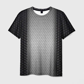 Мужская футболка 3D с принтом Кольчужка в Екатеринбурге, 100% полиэфир | прямой крой, круглый вырез горловины, длина до линии бедер | кольчуга | металл | сетка
