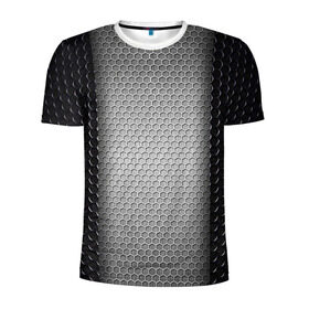Мужская футболка 3D спортивная с принтом Кольчужка в Екатеринбурге, 100% полиэстер с улучшенными характеристиками | приталенный силуэт, круглая горловина, широкие плечи, сужается к линии бедра | Тематика изображения на принте: кольчуга | металл | сетка