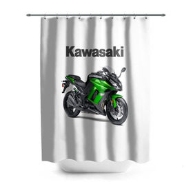 Штора 3D для ванной с принтом Kawasaky Ninja 1000 в Екатеринбурге, 100% полиэстер | плотность материала — 100 г/м2. Стандартный размер — 146 см х 180 см. По верхнему краю — пластиковые люверсы для креплений. В комплекте 10 пластиковых колец | kawasaky