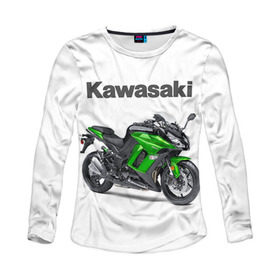 Женский лонгслив 3D с принтом Kawasaky Ninja 1000 в Екатеринбурге, 100% полиэстер | длинные рукава, круглый вырез горловины, полуприлегающий силуэт | Тематика изображения на принте: kawasaky