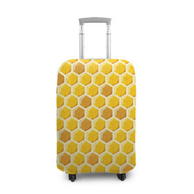 Чехол для чемодана 3D с принтом Медовые соты в Екатеринбурге, 86% полиэфир, 14% спандекс | двустороннее нанесение принта, прорези для ручек и колес | Тематика изображения на принте: арт | еда | мед | пчелы | соты
