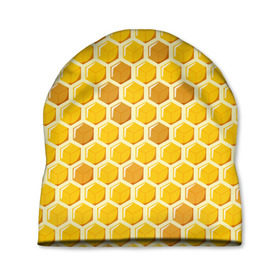 Шапка 3D с принтом Медовые соты в Екатеринбурге, 100% полиэстер | универсальный размер, печать по всей поверхности изделия | арт | еда | мед | пчелы | соты