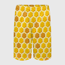 Детские спортивные шорты 3D с принтом Медовые соты в Екатеринбурге,  100% полиэстер
 | пояс оформлен широкой мягкой резинкой, ткань тянется
 | арт | еда | мед | пчелы | соты