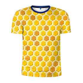 Мужская футболка 3D спортивная с принтом Медовые соты в Екатеринбурге, 100% полиэстер с улучшенными характеристиками | приталенный силуэт, круглая горловина, широкие плечи, сужается к линии бедра | арт | еда | мед | пчелы | соты