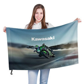 Флаг 3D с принтом Kawasaky sport в Екатеринбурге, 100% полиэстер | плотность ткани — 95 г/м2, размер — 67 х 109 см. Принт наносится с одной стороны | kawasaky