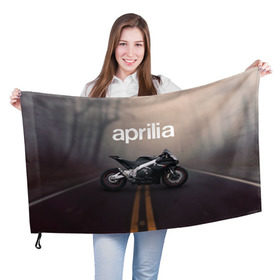 Флаг 3D с принтом Aprilia RSV4 в Екатеринбурге, 100% полиэстер | плотность ткани — 95 г/м2, размер — 67 х 109 см. Принт наносится с одной стороны | aprilia