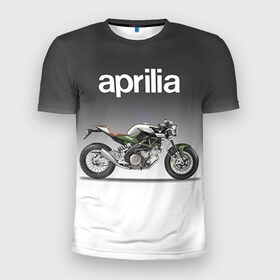 Мужская футболка 3D спортивная с принтом Aprilia 750CR в Екатеринбурге, 100% полиэстер с улучшенными характеристиками | приталенный силуэт, круглая горловина, широкие плечи, сужается к линии бедра | aprilia