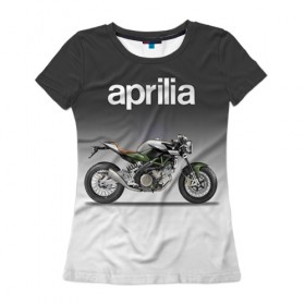 Женская футболка 3D с принтом Aprilia 750CR в Екатеринбурге, 100% полиэфир ( синтетическое хлопкоподобное полотно) | прямой крой, круглый вырез горловины, длина до линии бедер | aprilia