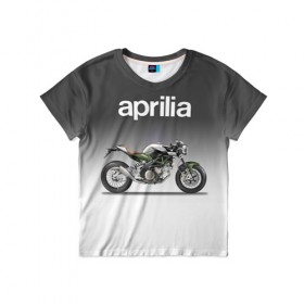 Детская футболка 3D с принтом Aprilia 750CR в Екатеринбурге, 100% гипоаллергенный полиэфир | прямой крой, круглый вырез горловины, длина до линии бедер, чуть спущенное плечо, ткань немного тянется | Тематика изображения на принте: aprilia