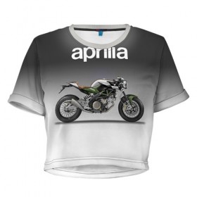 Женская футболка 3D укороченная с принтом Aprilia 750CR в Екатеринбурге, 100% полиэстер | круглая горловина, длина футболки до линии талии, рукава с отворотами | Тематика изображения на принте: aprilia