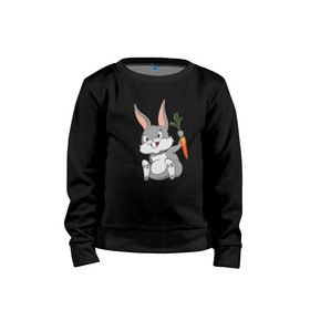 Детский свитшот хлопок с принтом Зайчик в Екатеринбурге, 100% хлопок | круглый вырез горловины, эластичные манжеты, пояс и воротник | год кролика | зайчик | заяц | кролик | морковь
