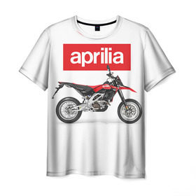 Мужская футболка 3D с принтом Aprilia SXV550 в Екатеринбурге, 100% полиэфир | прямой крой, круглый вырез горловины, длина до линии бедер | Тематика изображения на принте: aprilia