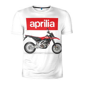 Мужская футболка 3D спортивная с принтом Aprilia SXV550 в Екатеринбурге, 100% полиэстер с улучшенными характеристиками | приталенный силуэт, круглая горловина, широкие плечи, сужается к линии бедра | aprilia