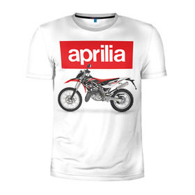 Мужская футболка 3D спортивная с принтом Aprilia enduro в Екатеринбурге, 100% полиэстер с улучшенными характеристиками | приталенный силуэт, круглая горловина, широкие плечи, сужается к линии бедра | aprilia