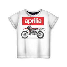 Детская футболка 3D с принтом Aprilia enduro в Екатеринбурге, 100% гипоаллергенный полиэфир | прямой крой, круглый вырез горловины, длина до линии бедер, чуть спущенное плечо, ткань немного тянется | aprilia