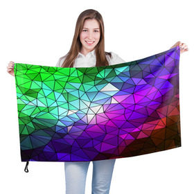 Флаг 3D с принтом Стекло мозаики в Екатеринбурге, 100% полиэстер | плотность ткани — 95 г/м2, размер — 67 х 109 см. Принт наносится с одной стороны | полигон | разноцветный | треугольники