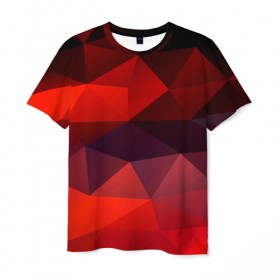 Мужская футболка 3D с принтом tessellation в Екатеринбурге, 100% полиэфир | прямой крой, круглый вырез горловины, длина до линии бедер | красный | полигон