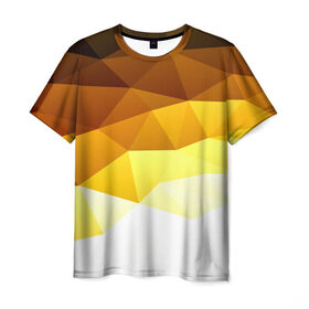 Мужская футболка 3D с принтом Solid Polygon в Екатеринбурге, 100% полиэфир | прямой крой, круглый вырез горловины, длина до линии бедер | геометрия | грани | изгиб | линии | полигоны | постель | сочетан | текстура | треугольники