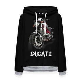 Женская толстовка 3D с принтом Ducati в Екатеринбурге, 100% полиэстер  | двухслойный капюшон со шнурком для регулировки, мягкие манжеты на рукавах и по низу толстовки, спереди карман-кенгуру с мягким внутренним слоем. | ducati | дукати | мото | мотогонки | мотоспорт | мотоцикл