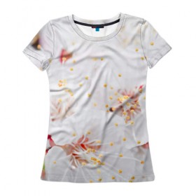 Женская футболка 3D с принтом Белая нежность в Екатеринбурге, 100% полиэфир ( синтетическое хлопкоподобное полотно) | прямой крой, круглый вырез горловины, длина до линии бедер | белый | лепестки | прикольные картинки | цветочки | цветы