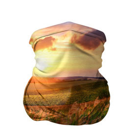 Бандана-труба 3D с принтом Родные просторы в Екатеринбурге, 100% полиэстер, ткань с особыми свойствами — Activecool | плотность 150‒180 г/м2; хорошо тянется, но сохраняет форму | sunrise | sunset | восход | деревня | закат | луг | небо | облака | поле | природа | солнце | цветы