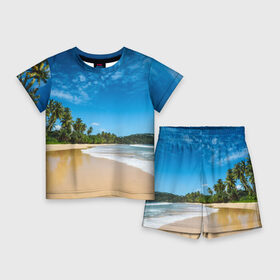 Детский костюм с шортами 3D с принтом Шикарный пляж в Екатеринбурге,  |  | вода | голубое небо | жара | загар | зной | каникулы | купание | море | океан | отдых | отпуск | пальмы | песок | приключение | путешествие | туризм