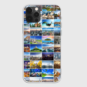 Чехол для iPhone 12 Pro с принтом Мир путешествий в Екатеринбурге, силикон | область печати: задняя сторона чехла, без боковых панелей | азия | берлин | вегас | венеция | воспоминания | города | достопримечательности | европа | египет | калифорния | каникулы | лондон | милан | москва | ностальгия | нью йорк | отдых | отпуск | память