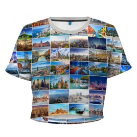 Женская футболка 3D укороченная с принтом Знатный турист в Екатеринбурге, 100% полиэстер | круглая горловина, длина футболки до линии талии, рукава с отворотами | азия | берлин | вегас | венеция | воспоминания | города | достопримечательности | европа | египет | калифорния | каникулы | лондон | милан | москва | ностальгия | нью йорк | отдых | отпуск | память