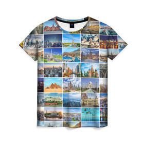 Женская футболка 3D с принтом Достопримечательности планеты в Екатеринбурге, 100% полиэфир ( синтетическое хлопкоподобное полотно) | прямой крой, круглый вырез горловины, длина до линии бедер | азия | берлин | вегас | венеция | воспоминания | города | достопримечательности | европа | египет | калифорния | каникулы | лондон | милан | москва | ностальгия | нью йорк | отдых | отпуск | память
