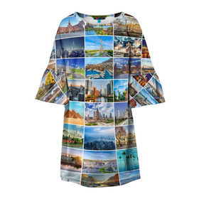 Детское платье 3D с принтом Достопримечательности планеты в Екатеринбурге, 100% полиэстер | прямой силуэт, чуть расширенный к низу. Круглая горловина, на рукавах — воланы | азия | берлин | вегас | венеция | воспоминания | города | достопримечательности | европа | египет | калифорния | каникулы | лондон | милан | москва | ностальгия | нью йорк | отдых | отпуск | память