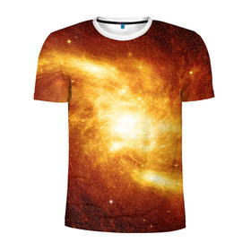 Мужская футболка 3D спортивная с принтом Огненная галактика в Екатеринбурге, 100% полиэстер с улучшенными характеристиками | приталенный силуэт, круглая горловина, широкие плечи, сужается к линии бедра | вселенная | галактика | звёзды | земля | комета | космос | метеориты | метеоры | млечный путь | орбита | планеты | солнечная система | солнце